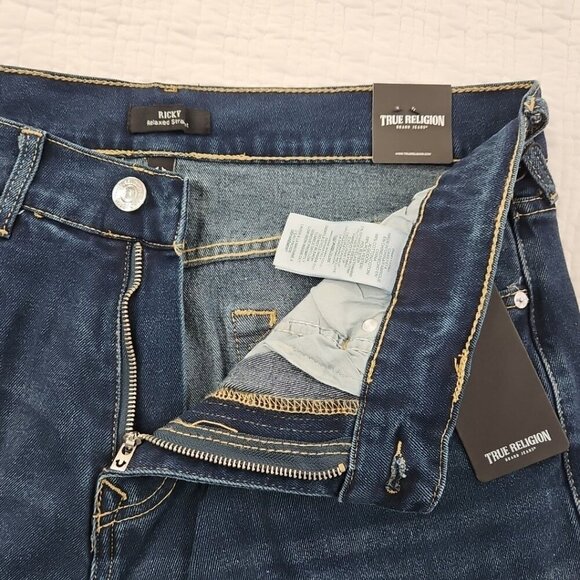True Religion Ricky Jeans Men's 34 x 34 Relaxed Straight Blue Denim NWT Flap Pkt - Picture 15 of 16